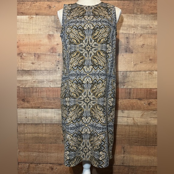 J. Jill Dresses & Skirts - J Jill Shift Dress Sleeveless Black Gold Brown Cotton Blend Women’s size Small